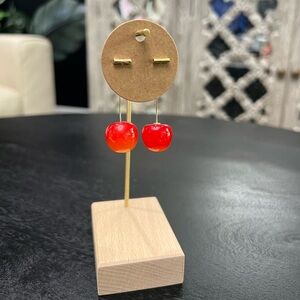 Medium Cherry Earrings Bright Red